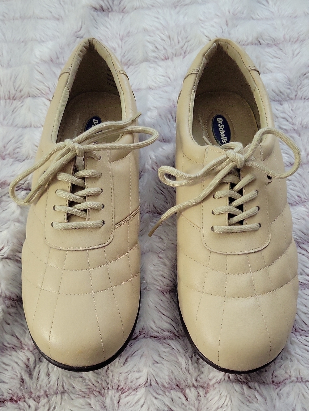 Dr Scholl’s Leather Cream Beige Cream Double Air Pillo Oxford Shoes 8 Wide Width